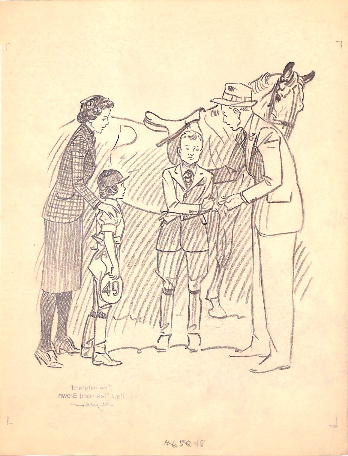 Original 1944 Pencil Drawing From Hi, Guy! The Cinderella Horse By Paul Brown 30