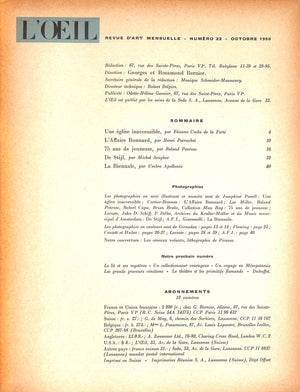 L'ŒIL Revue D'Art Numero 22, Octobre 1956 (SOLD)