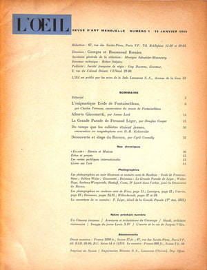 L'ŒIL Revue D'Art Numero 1, Janvier 1955