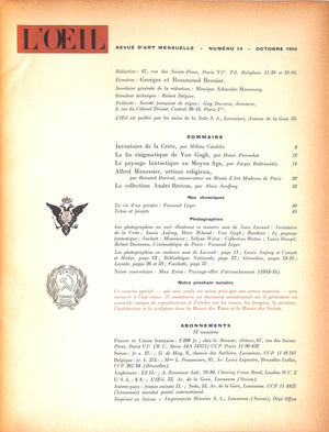 L'ŒIL Revue D'Art Numero 10, Octobre 1955