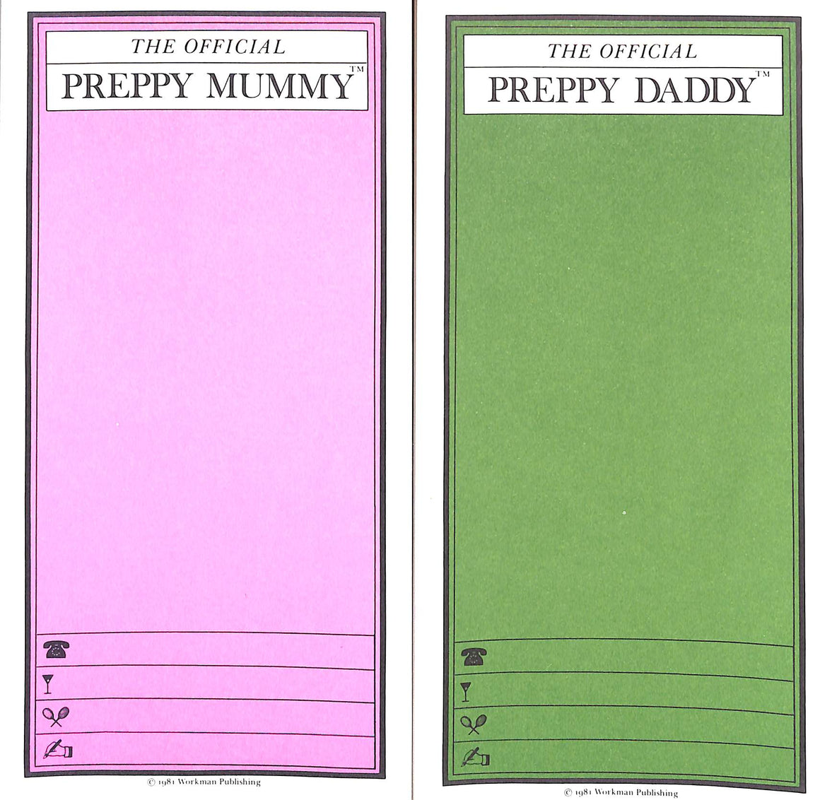 The Official Preppy Mummy (Pink) & Daddy (Green) Note Pads