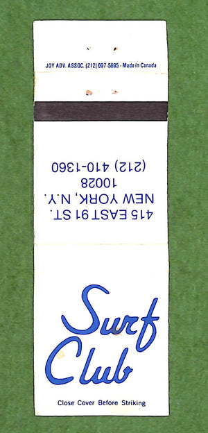 Surf Club 415 East 91st St New York City Matchbook Cover