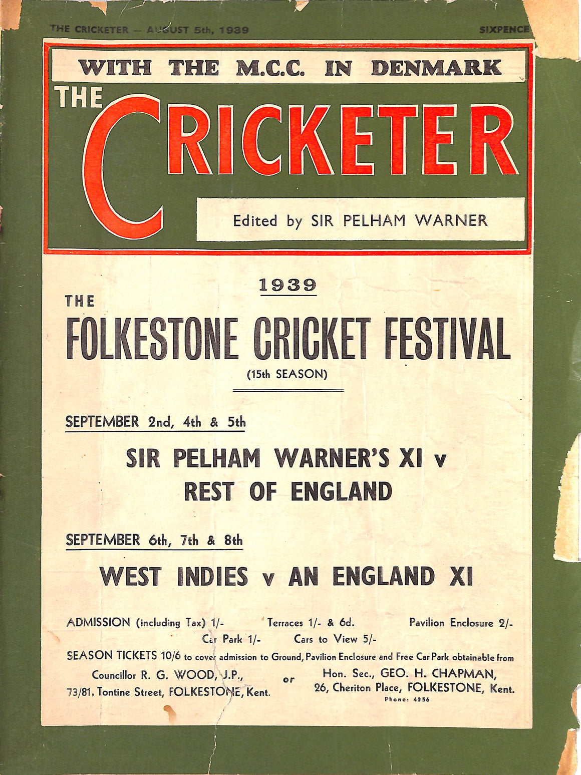 The Cricketer - August 5th, 1939