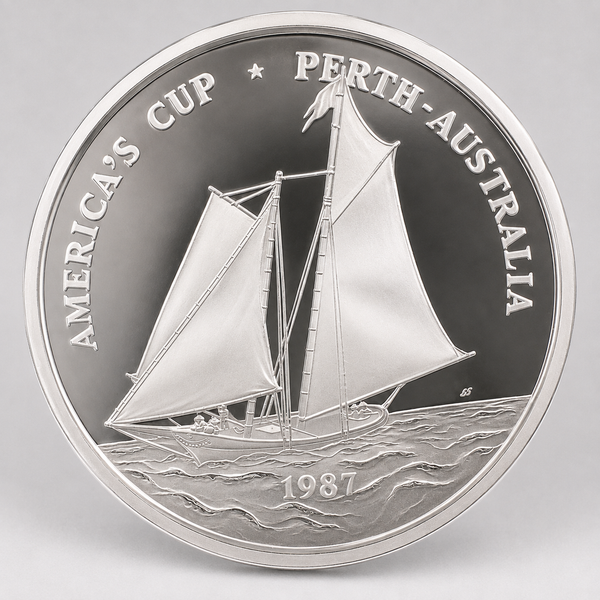 その他 1987 America's Cup 5 Troy Oz Silver Coin America's Cup Perth Australia 5 Troy Oz .999 Silver 1987 Proof $25 Co