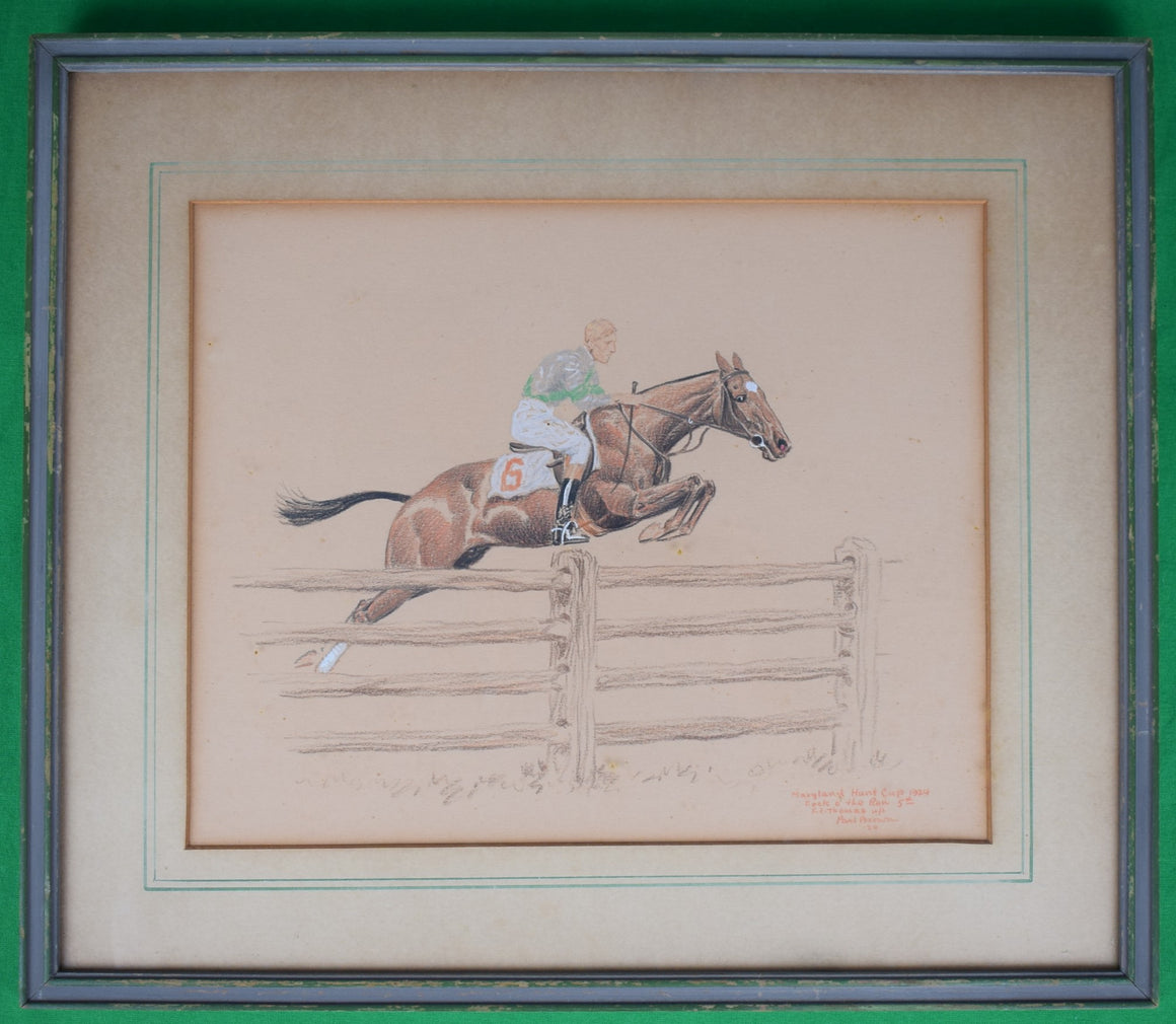 Maryland Hunt Cup Fred Thomas Up 1924 Pastel Drawing by Paul Brown