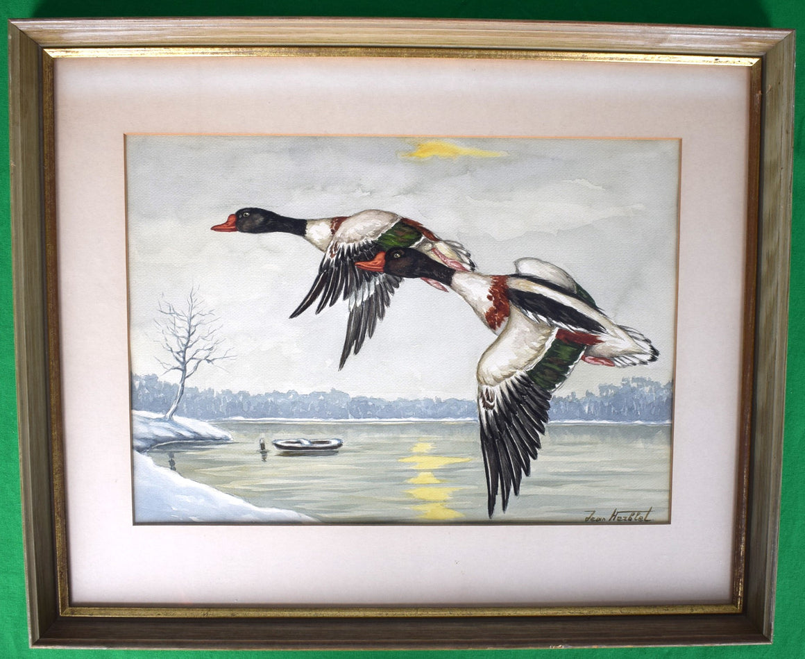 "2 Ducks In Flight Over Lake" Watercolour Ex- C.Z. Guest Estate