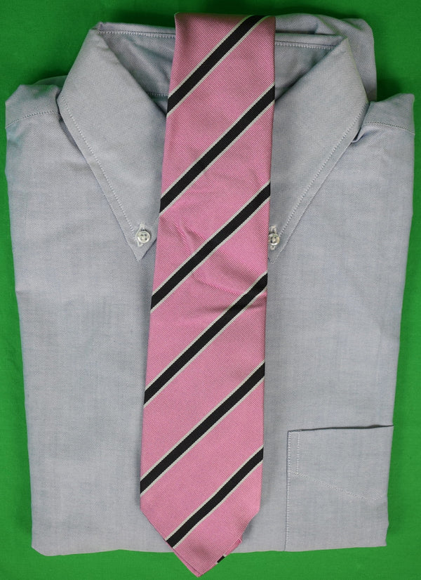 Ralph Lauren Purple Label Italian Silk Pink/ Black Repp Stripe Tie