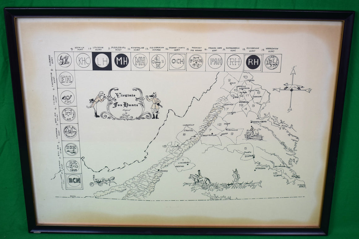 "Virginia Fox Hunts c1982 Map Designed By Danila" (SOLD)