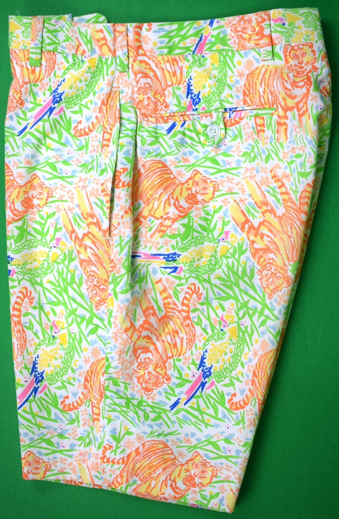 "O'Connell's x Lilly Pulitzer Tiger Tropical Print Bermuda GT Shorts" Sz 32