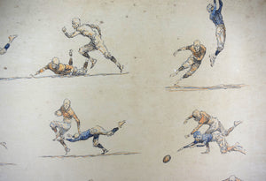 Pen & Ink Drawing Of Football Scenes By Paul Brown
