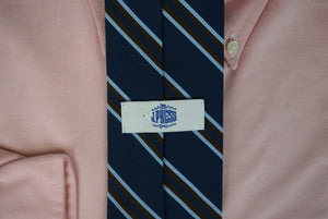 "J. Press Navy/ Burg/ Blue/ Silk/ Wool Irish Poplin Repp Stripe Tie"