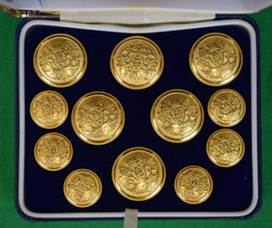 "Box Set x 12 Abercrombie & Fitch English Brass DB Blazer Heraldic Crest Buttons"