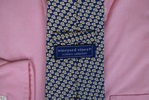 "Vineyard Vines Custom Collection x The Jockey Club 1894 Navy w/ Yellow Caps Silk Tie"