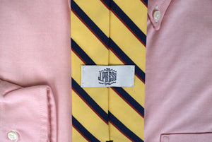 "J. Press Yellow w/ Navy/ Burg Repp Stripe Irish Poplin Wool/ Silk Tie" (SOLD)