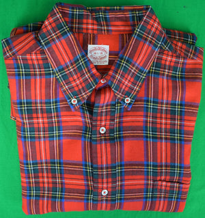 "Brooks Brothers Royal Stewart Tartan Cotton/ Wool Flannel BD Sport Shirt" Sz 16 1/2-R
