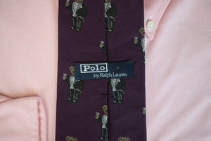 "Polo Ralph Lauren Aubergine Silk w/ Tux Clad Bear w/ Martini Club Tie"