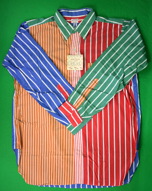 Brooks Brothers Fun Multi Stripe B/D Broadcloth L/S c1970s Sport Shirt Sz 17 1/2-R (DEADSTOCK w/ BB Tags)