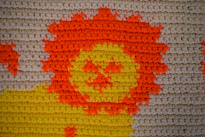 "Hand-Crochet 4-Panel Blanket/ Tapestry w/ a Tropical Parade of Exotic Animals"