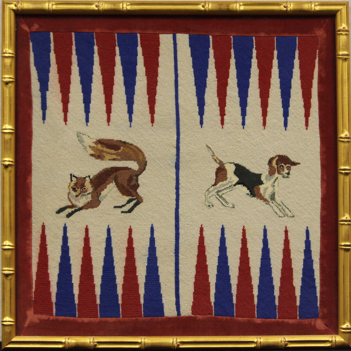 "Fox & Hound Needlepoint Backgammon Board" (SOLD)