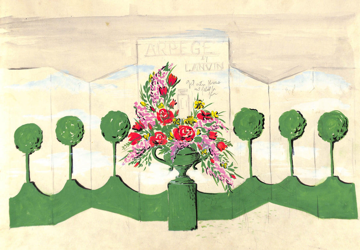 Lanvin Paris Arpege Perfume Floral Topiary c1950s Artwork