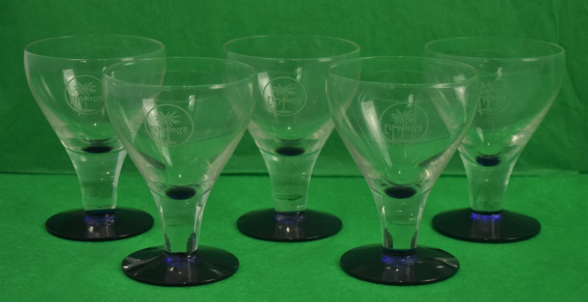 Set x 5 El Morocco Club Palm Tree Etched Water Goblets (SOLD)