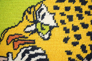Hand-Needlepoint Safari Leopard Pillow