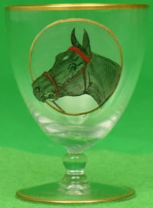 Hand-Painted Horsehead Cordial Glass by Cyril Gorainoff
