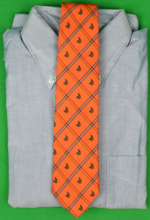 "Brooks Brothers Orange Wool Challis Horse Head Plaid Tie" (New w/ BB Tag)