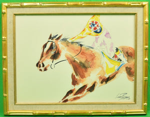 Winning Home Watercolour by Lucien Peytong (b.-Deauville 1950)