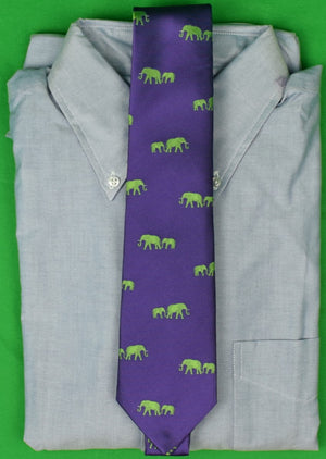 "Beretta x Seaward & Stearn Purple w/ Lime Green Elephant Silk Club Tie"