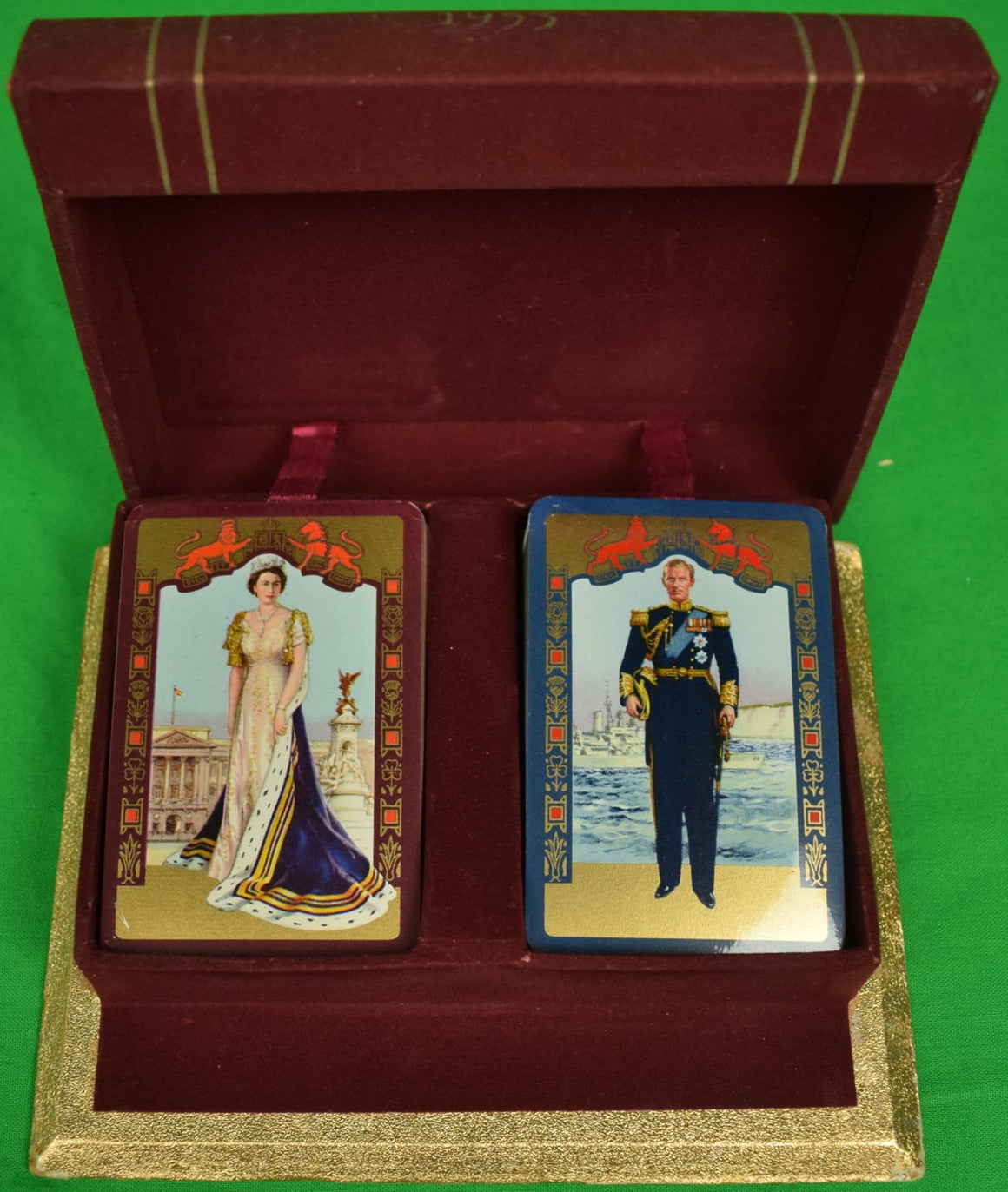Abercrombie & Fitch 1953 QEII Coronation Twin Sealed Decks of Playing Cards
