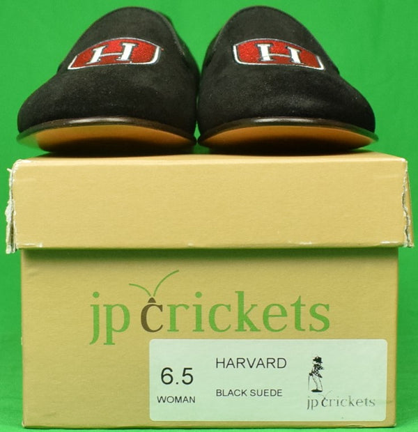 "JP Crickets x Harvard Black Suede Women's Slippers" Sz 6.5" (New In
