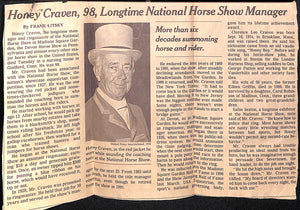 Clarence "Honey" Craven, National Horse Show Manager (SOLD)