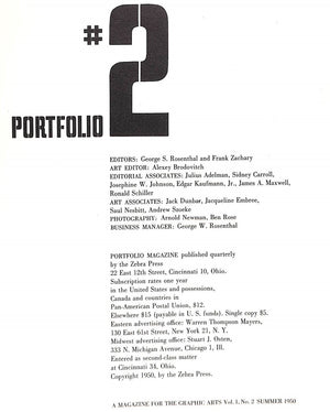 "PORTFOLIO #2 [A Magazine For The Graphic Arts, Vol. 1, No. 2, Summer 1950]" BRODOVITCH, Alexey