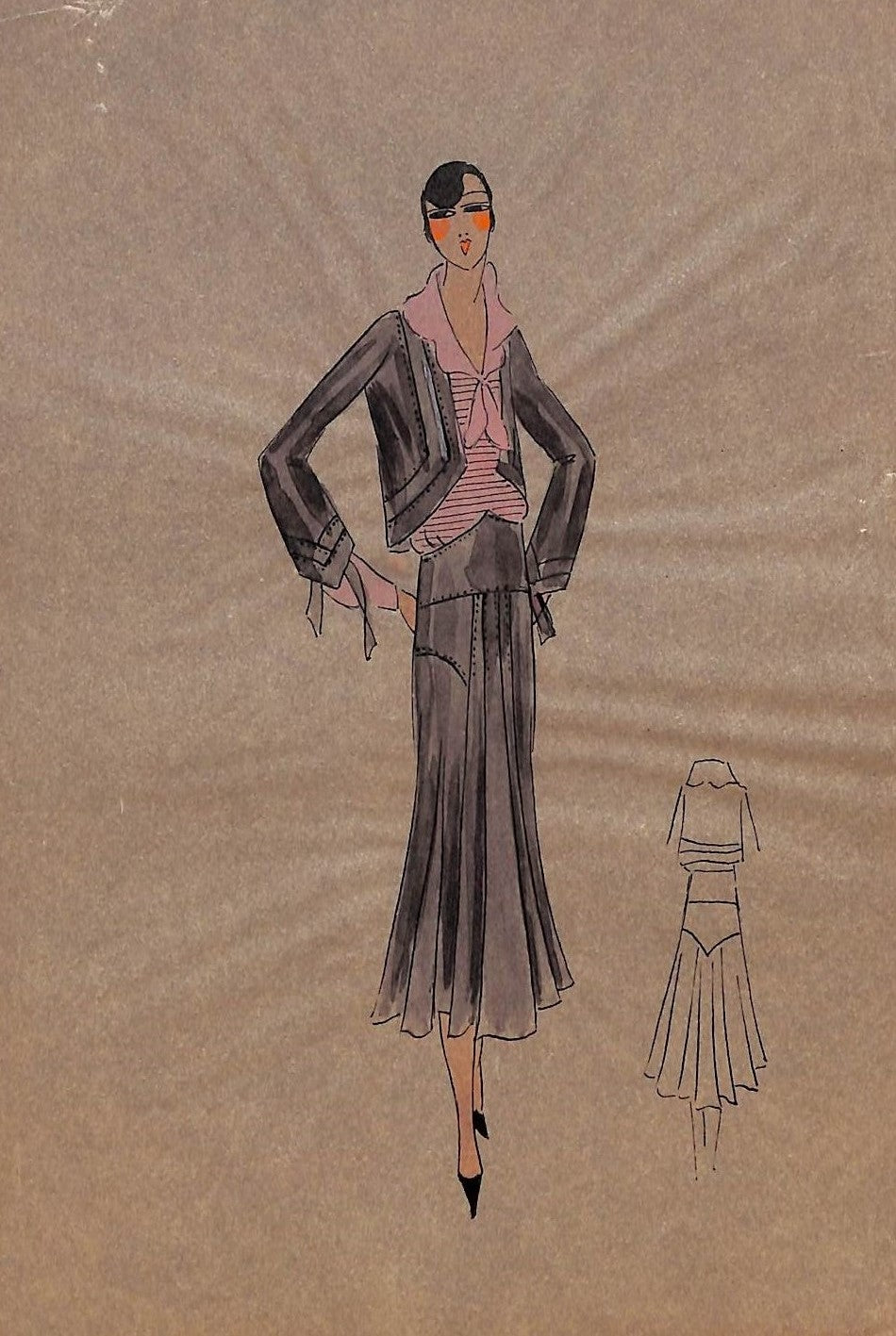 Lanvin of Paris c1920s Original Fashion Illustration in Gouache (SOLD)