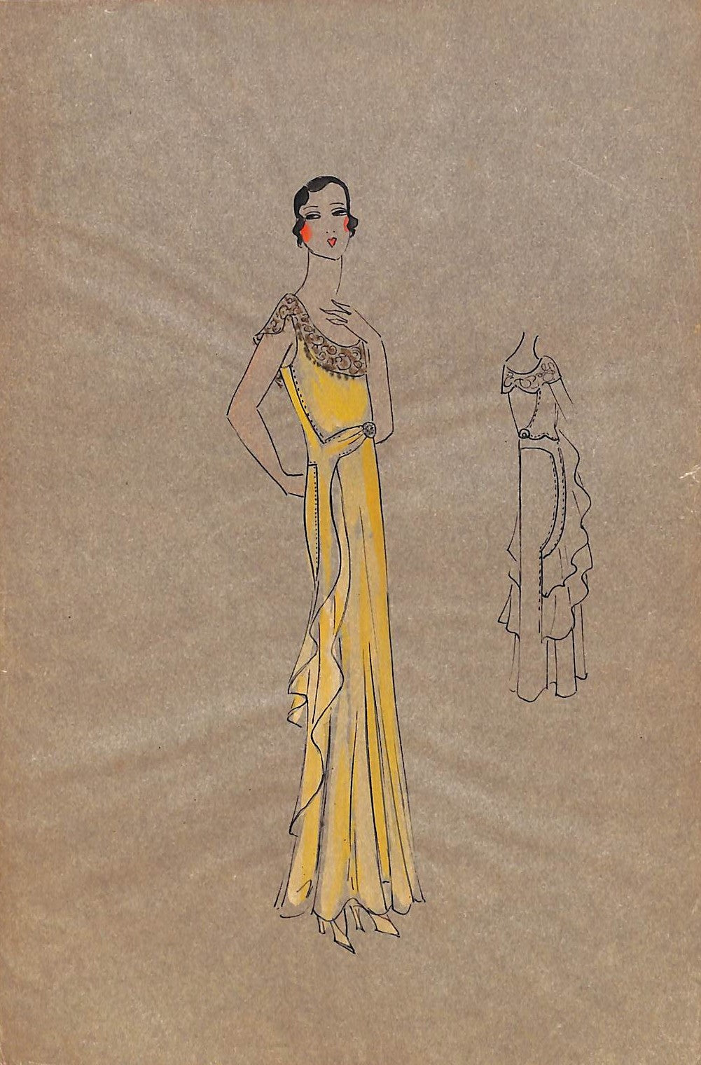 "Lanvin of Paris c1920s Original Fashion Illustration in Gouache" (SOLD)
