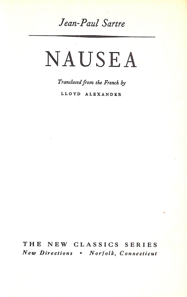 LA NAUSÉE [Nausea]. Presentation Copy by Sartre, Jean-Paul - 1938
