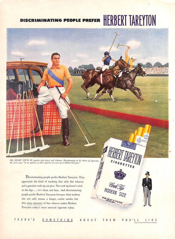 Herbert Tareyton Cigarettes x Mr. Henry Lewis, III Polo Player 1951 Ad