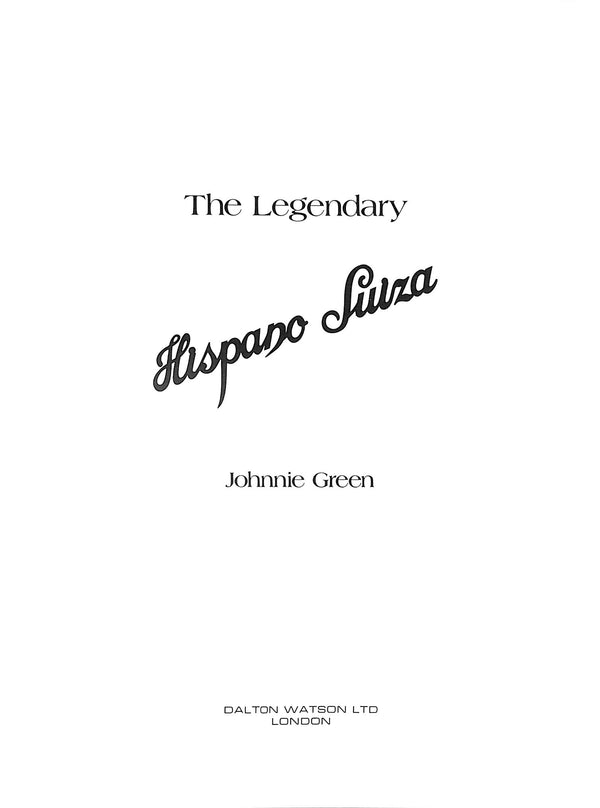洋書 The Legendary Hispano Suiza: 1977\