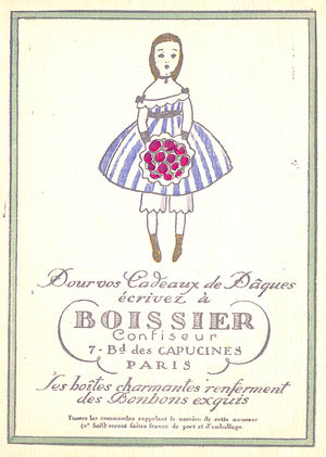 "Boissier Confiseur Paris c1920s Hand-Painted Double-Sided Advert Card"