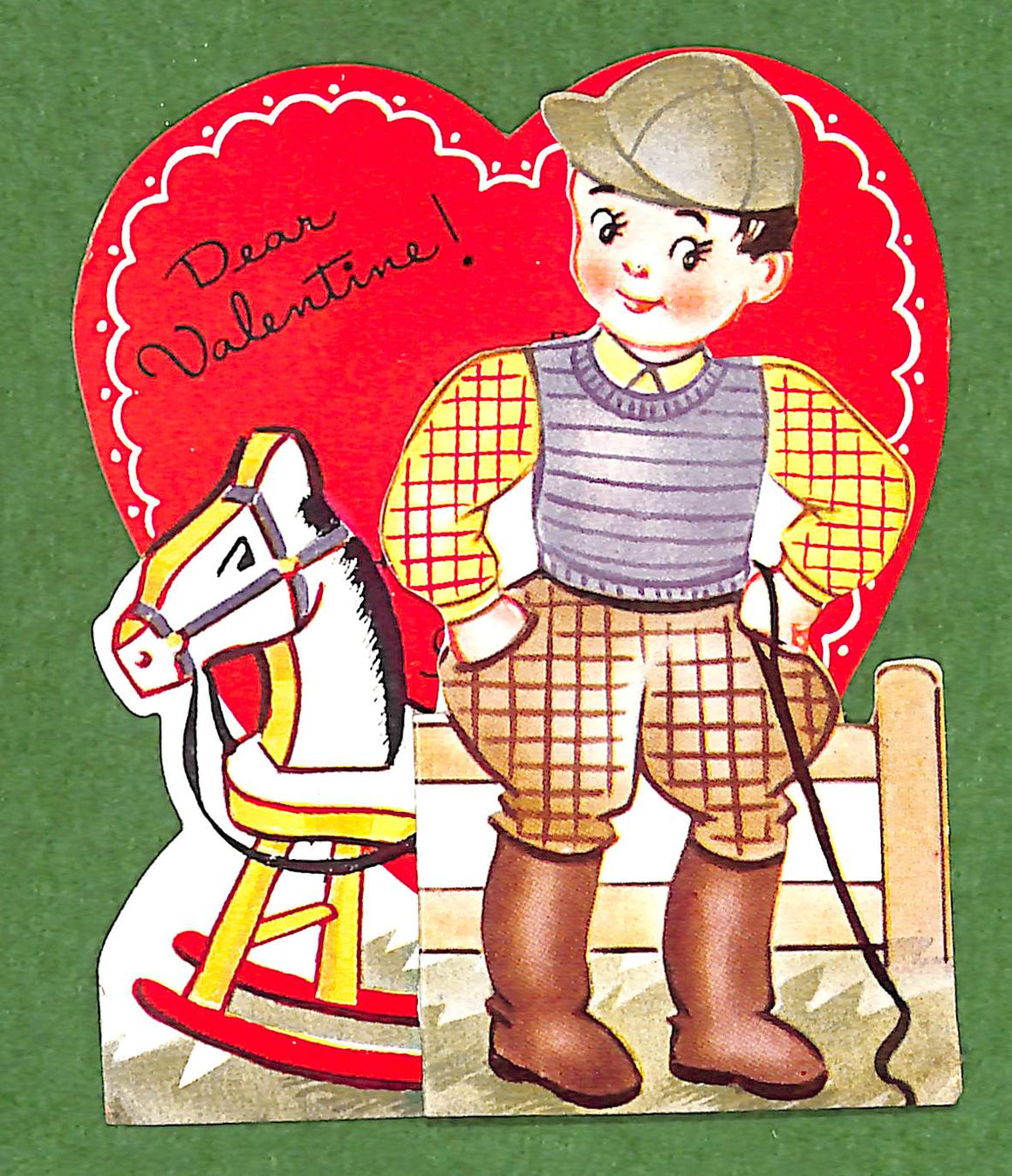 "Dear Valentine! Don't Want To "Nag" You About It- But How About "Jockeying" Your Heart Into "Harness" With Mine? I Love You!" Valentine Card