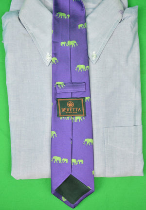 "Beretta x Seaward & Stearn Purple w/ Lime Green Elephant Silk Club Tie"