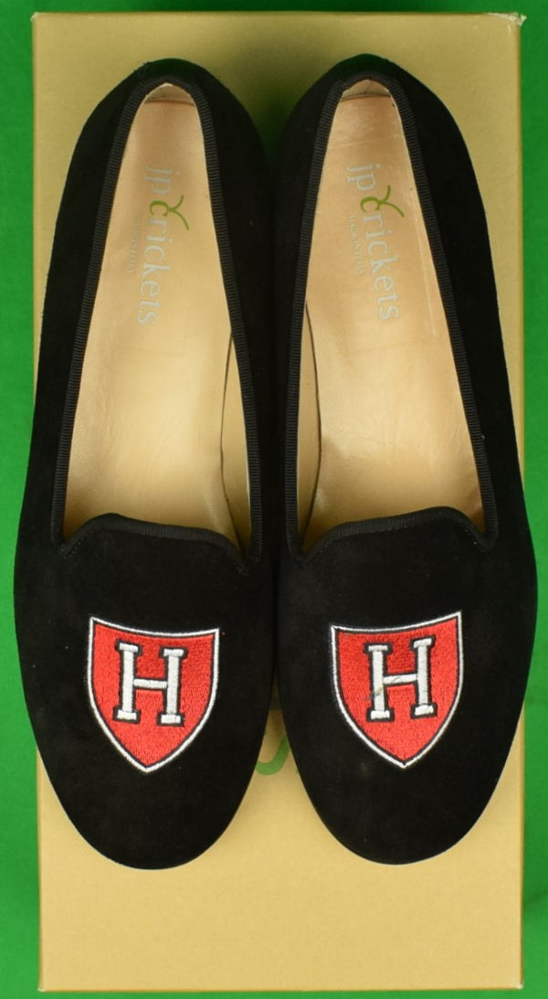 "JP Crickets x Harvard Black Suede Women's Slippers" Sz 6.5" (New In