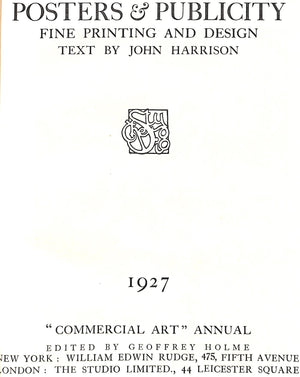 "Posters & Publicity: Fine Printing And Design: Annual Of Commercial Art" 1927