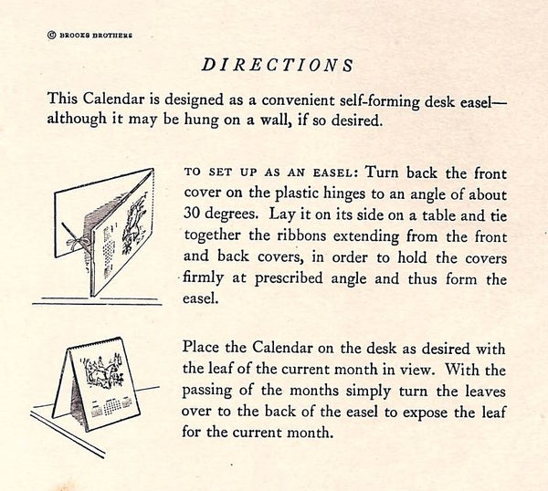 Paul Brown 1947 Calendar for Brooks Brothers