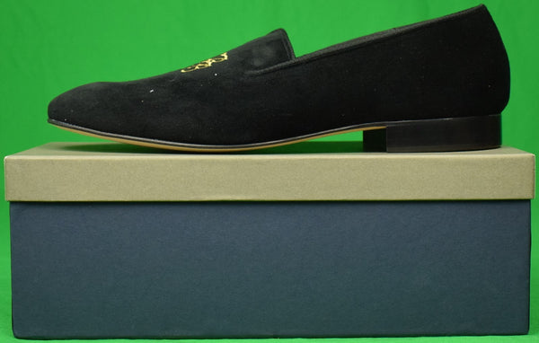 Peal & Co for Brooks Brothers Black Velvet BB Slippers display picture 1