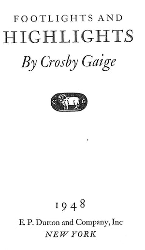 "Footlights And Highlights" 1948 GAIGE, Crosby