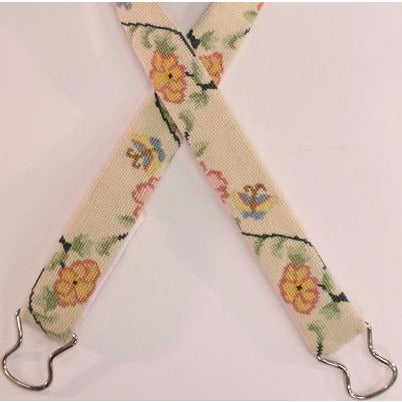 Vtg Handmade Needlepoint Butterfly Ruler Belt Decoration Floral Sew Cottage Vtg Petit Point Needlepoint floral Butterfly finished needle  main image 3