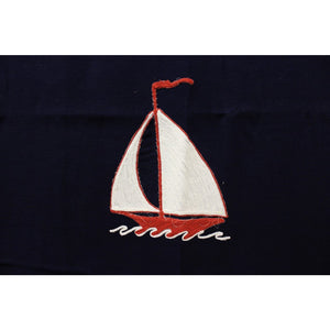 Vintage Gucci Nautical Navy w/ Red & White Wave Trim and Sailboats