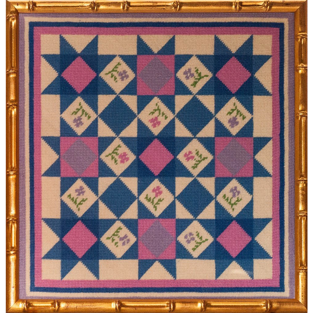 Custom Needlepoint Floral Geometric Framed Canvas